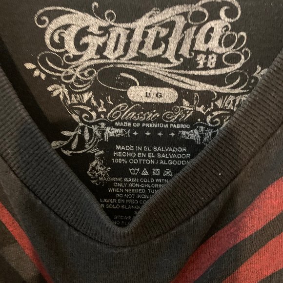 T-Shirt Graphic GOTCHA Tee Shirt Black Surfer Skater Size Large Vintage - Picture 2 of 3